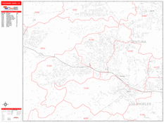 Thousand Oaks Digital Map Red Line Style
